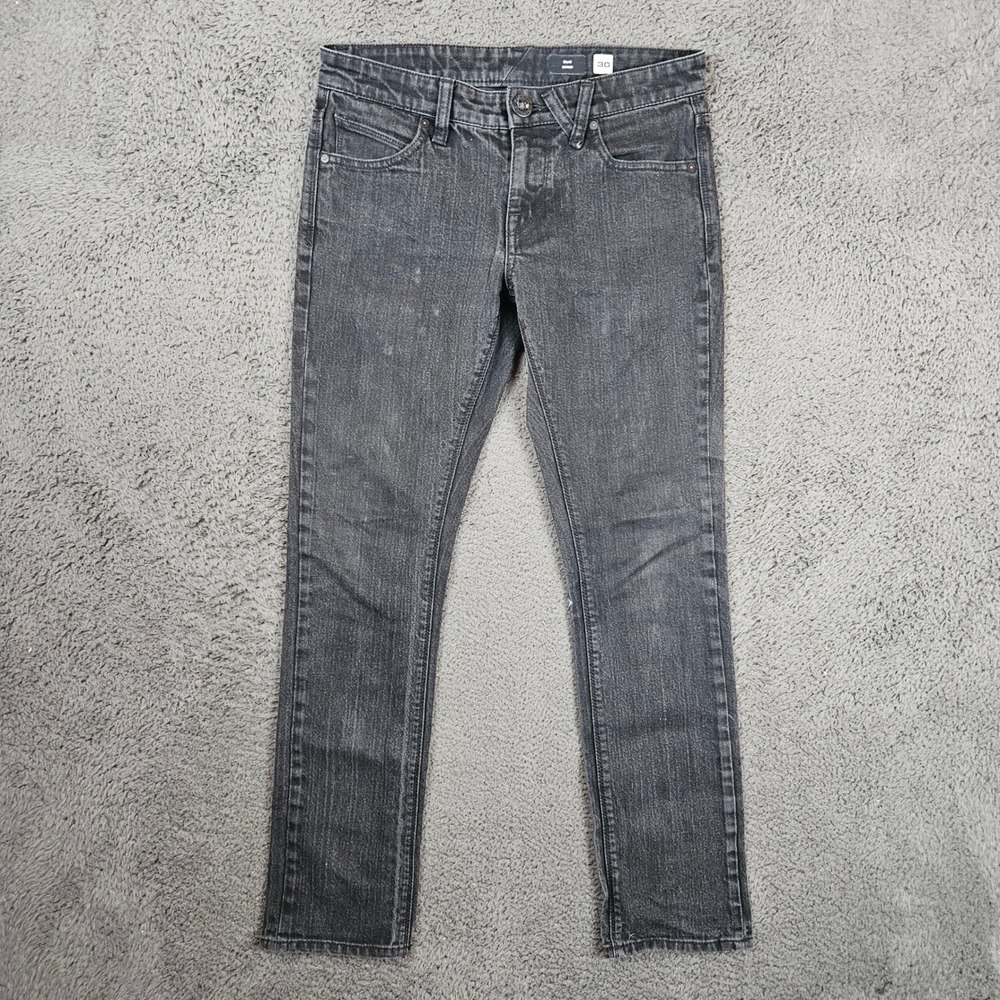 Volcom 2x4 Skinny Jeans Mens 30 Faded Black Denim Skater‎ Pants Dark Gray